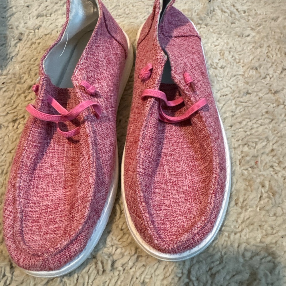 Textured Pink Espadrilles with White Outsole